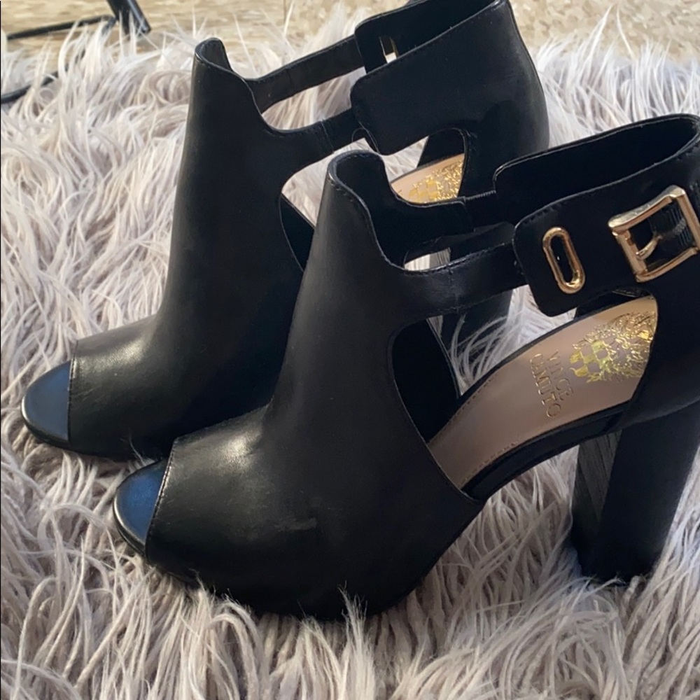 Black open toe booties